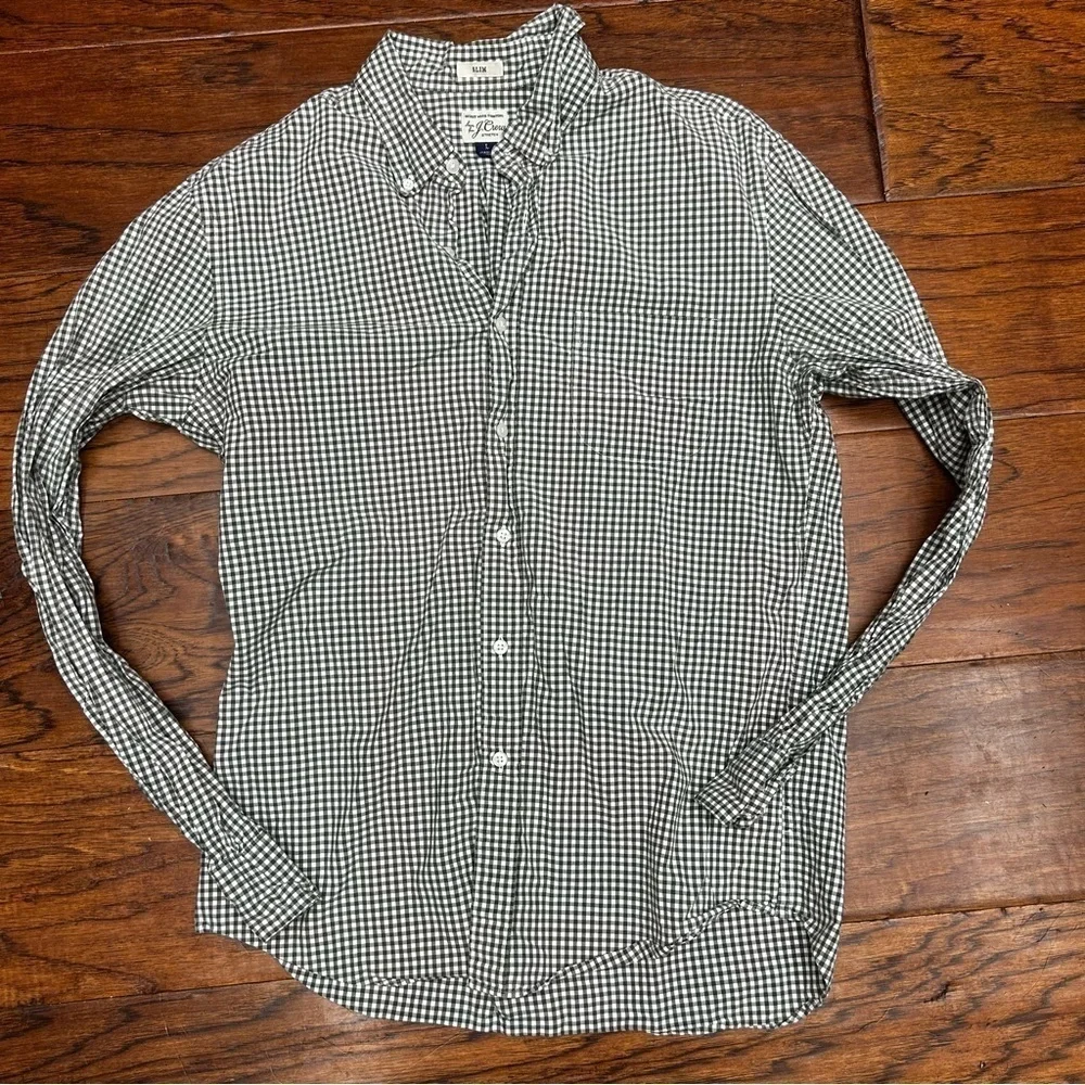 J crew‎ plaid stretch slim fit poplin shirt